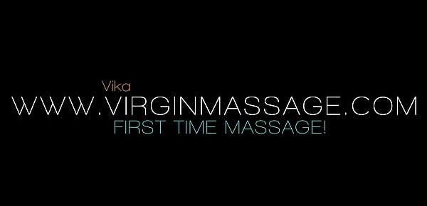  Cute petite hairy pussy virgin Vika massaged